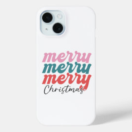 Vrolijk vrolijk kerstfeest veelkleurig lettertype iPhone 15 case