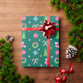 Vrolijk vrolijk kerstpatroon cadeaupapier