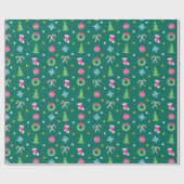 Vrolijk vrolijk kerstpatroon cadeaupapier (Vlak)