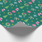 Vrolijk vrolijk kerstpatroon cadeaupapier (Hoek)