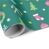Vrolijk vrolijk kerstpatroon cadeaupapier (Rol Hoek)