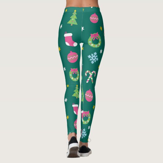 Vrolijk vrolijk kerstpatroon leggings (Achterkant)