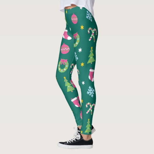 Vrolijk vrolijk kerstpatroon leggings (Links)