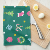 Vrolijk vrolijk kerstpatroon theedoek (Quarter Fold)