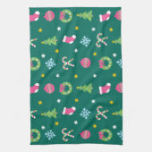 Vrolijk vrolijk kerstpatroon theedoek (Verticaal)