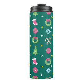 Vrolijk vrolijk kerstpatroon thermosbeker