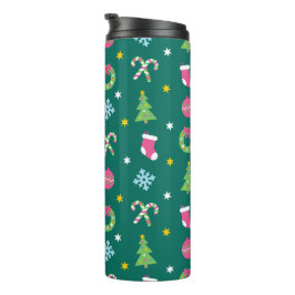 Vrolijk vrolijk kerstpatroon thermosbeker