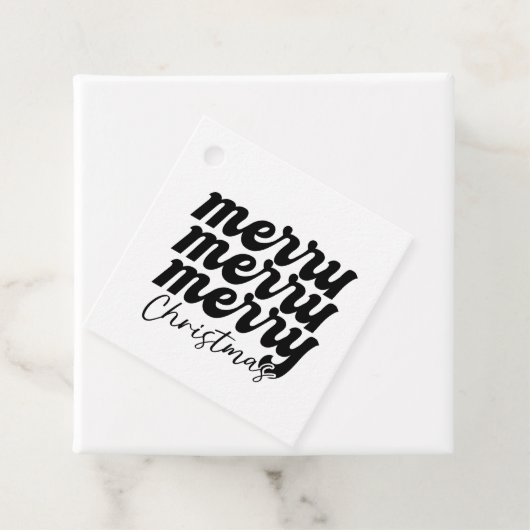 Vrolijk Vrolijk Vrolijk Kerstfeest Zwart en Wit Bedankjes Labels (In situ)