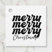 Vrolijk Vrolijk Vrolijk Kerstfeest Zwart en Wit Bedankjes Labels (Voorkant)