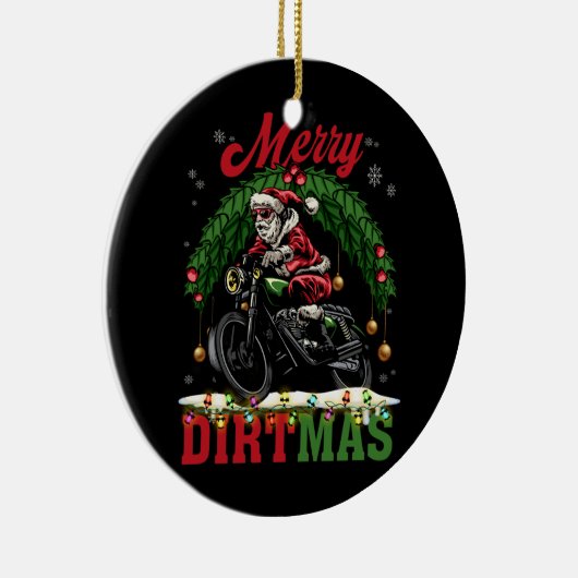 Vrolijk Vrolijk Vrolijk Kerstmis Lichten Santa Rid Keramisch Ornament (Rechts)