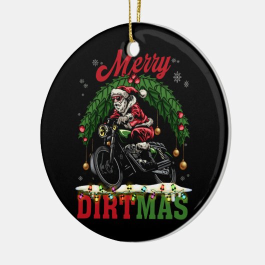 Vrolijk Vrolijk Vrolijk Kerstmis Lichten Santa Rid Keramisch Ornament (Links)