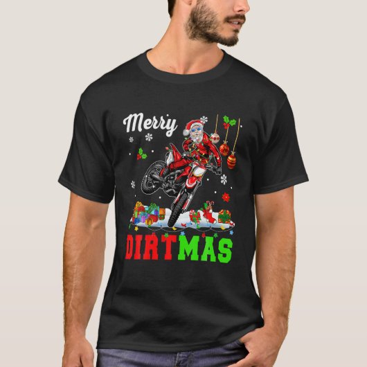 Vrolijk Vrolijk Vrolijk Kerstmis Lichten Santa Rid T-shirt (Voorkant)