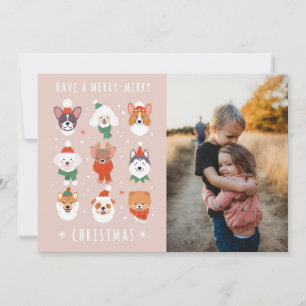 Vrolijk-vrolijke kersthonden feestdagenkaart