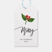 Vrolijk Waterverf Holly Holiday Script Cadeaulabel (Achterkant)