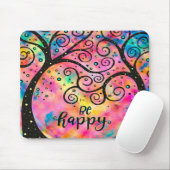 Vrolijk Wees blij Leuk Inspirity Roze Muismat (Met muis)