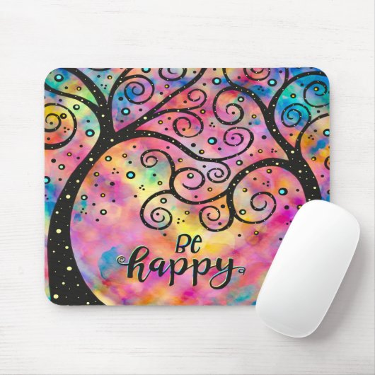 Vrolijk Wees blij Leuk Inspirity Roze Muismat (Met muis)