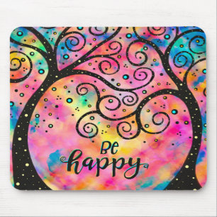 Vrolijk Wees blij Leuk Inspirity Roze Muismat