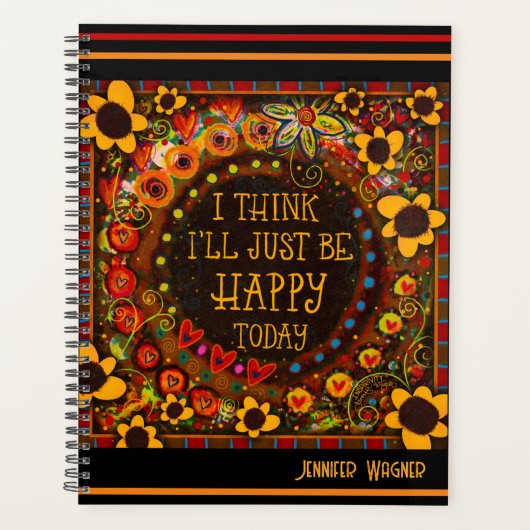 Vrolijk Wees blij Quote Leuke Floral Inspirivity Planner (Voorkant)
