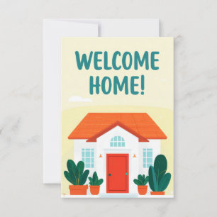 Vrolijk Welkom Home Kaart Design met gestileerde