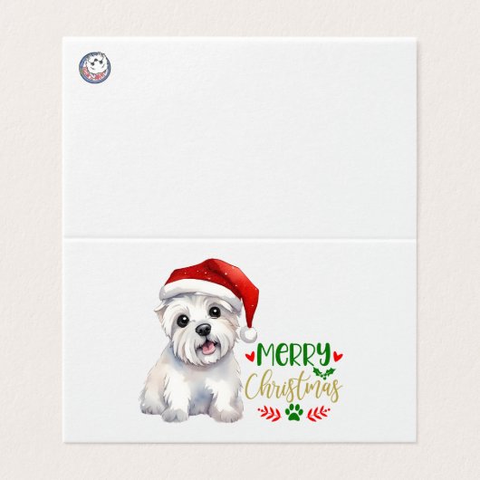 Vrolijk Westie Kerstmis Kaart (Buitenkant ongevouwen)