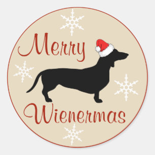 Vrolijk Wienermas Kerstmis Dachshund Hond Ronde Sticker