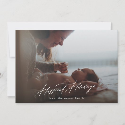 Vrolijk wit Kerstmis foto Kalligrafie gelukkigste Feestdagenkaart (Voorkant)