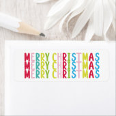 Vrolijk wit vrolijk kerstfeest herhaal tekst ontwe etiket (Insitu)