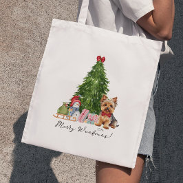Vrolijk Woofmas Kerstcadeau met Yorkie naam Tote Bag