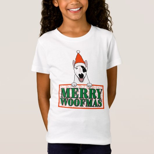 Vrolijk Woofmas! Kerstgroet van een schattige hond T-shirt (Voorkant)