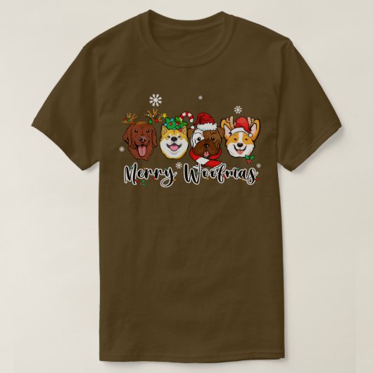 vrolijk woofmas kersthond t-shirt (Design voorkant)
