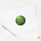 Vrolijk X-mas Groen Lettering Ronde Sticker (Envelop)