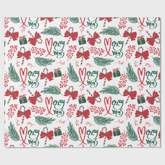 Vrolijk X-mas Kerstcadeau Cadeaupapier (Vlak)