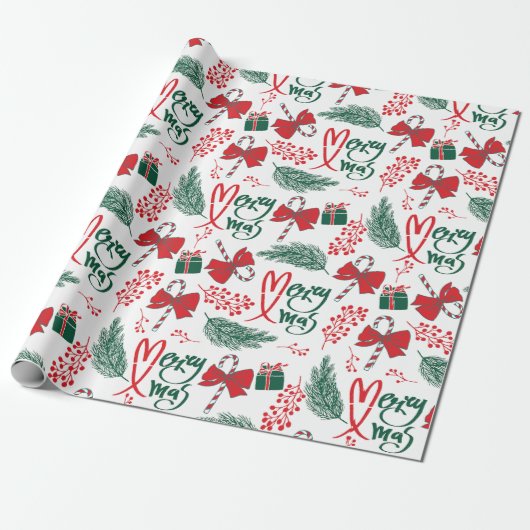 Vrolijk X-mas Kerstcadeau Cadeaupapier (Uitgerold)