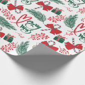 Vrolijk X-mas Kerstcadeau Cadeaupapier (Hoek)