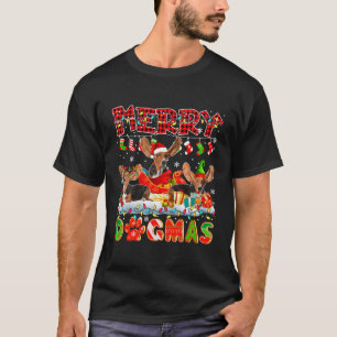 Vrolijk Xmas Hond Drie Santa Rendier Elf Basset Ho T-shirt