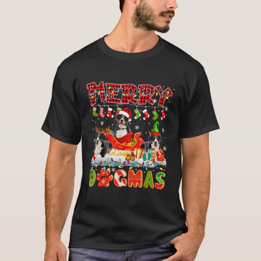 Vrolijk Xmas Hond Drie Santa Rendier Entlebucher M T-shirt (Voorkant)