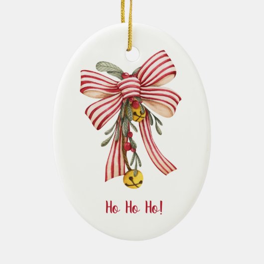 Vrolijk Xmas oma Xmas strik Keramisch Ornament (Achterkant)