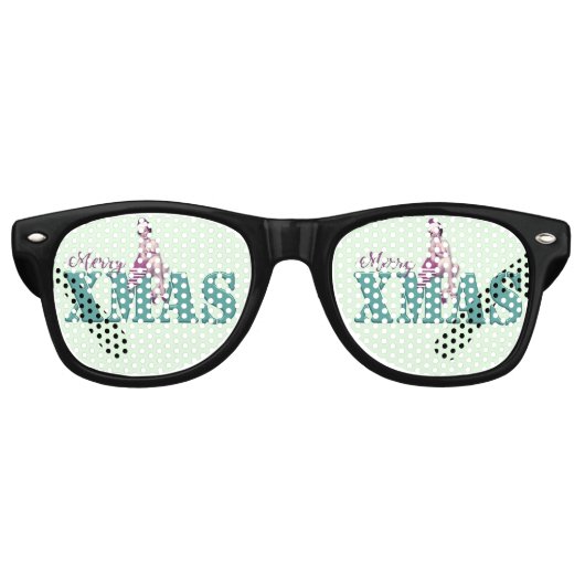 Vrolijk XMAS! Pin-Up Kerstfeest schaduw Retro Zonnebril (Voorkant)