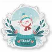 Vrolijk xmas sneeuw wereldbol sticker (Voorkant)