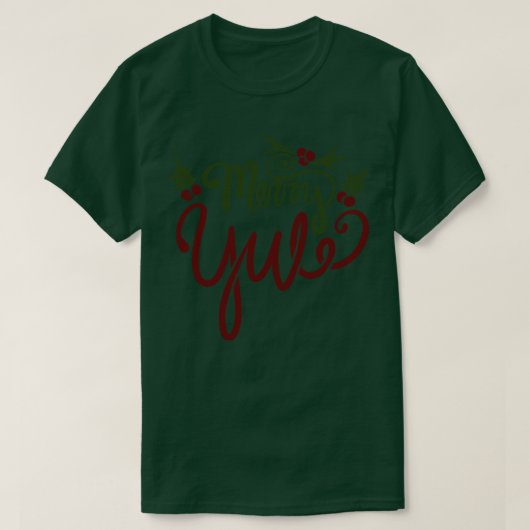 Vrolijk Yule met Holly en bessen T-shirt (Design voorkant)