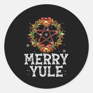 Vrolijk Yule Winter Solstice Holly Pentagram Ronde Sticker
