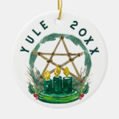 Vrolijk Yule Winter Solstice Wiccan Feestelijke Pe Keramisch Ornament (Voorkant)
