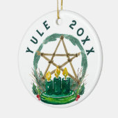 Vrolijk Yule Winter Solstice Wiccan Feestelijke Pe Keramisch Ornament (Links)