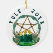 Vrolijk Yule Winter Solstice Wiccan Feestelijke Pe Keramisch Ornament (Achterkant)