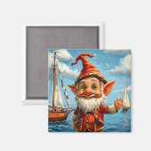 Vrolijk Zee Gnome: Groeten aan de pier. Magneet (Voorkant / Achterkant)