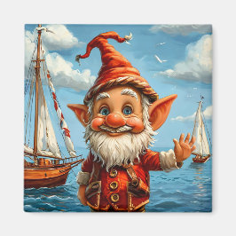 Vrolijk Zee Gnome: Groeten aan de pier. Magneet
