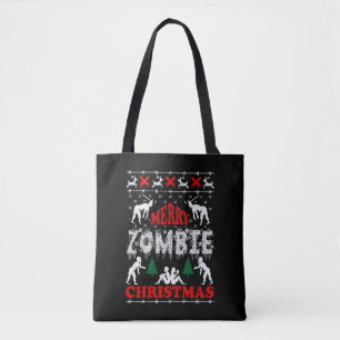Vrolijk zombie kerst lelijke trui tote bag