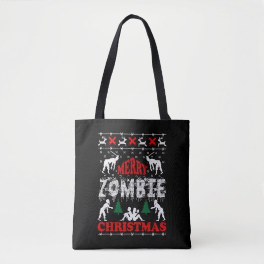 Vrolijk zombie kerst lelijke trui tote bag (Voorkant)