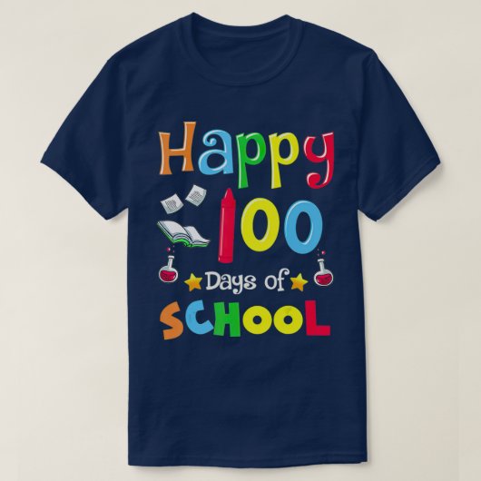 Vrolijke 100 dagen school grappige Kinderen terug  T-shirt (Design voorkant)