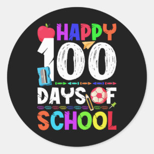 Vrolijke 100 schooldagen - 100e schooldag ronde sticker